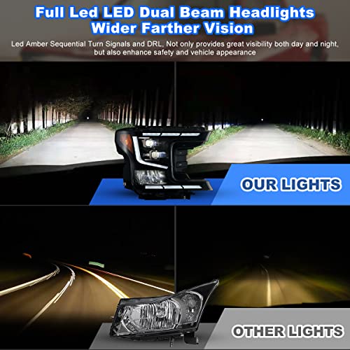 ROXX Full Led Headlights Assembly for 2018 2019 2020 Ford F150, Led High Low Beam Headlights w/Amber Sequential Turn Signals, Led DRL, Amber Position Lights, Plug&Play, Passenger and Driver Sides by ROXX - Image 3