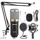 ZINGYOU Condenser Microphone Bundle, BM-800 Mic Kit with Adjustable Mic Suspension Scissor Arm, Shock Mount and Double-Layer Pop Filter for Studio Recording & Brocasting (BM-800 Microphone Bundle)