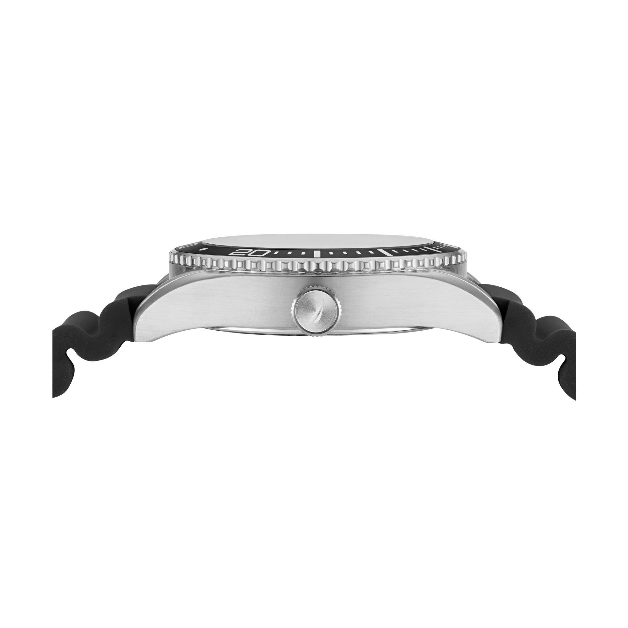 Nautica Correa de Silicona de Cuarzo de Acero Inoxidable para Hombre, Negro, Reloj Casual 22 (Modelo: NAPFWF113), Negro, Moderno
