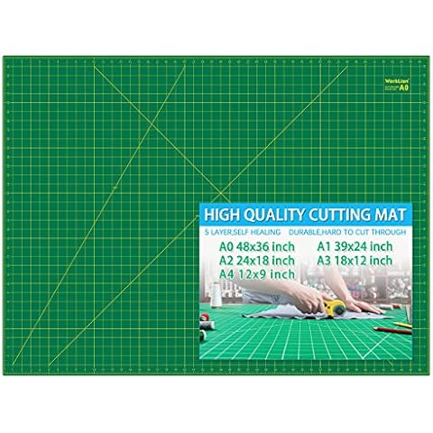 WorkLion 36" x 48" Self Healing Cutting Mat: Double sided 5-Ply Non-Slip - Professional for Scrapbooking & Quilting & Sewing & Arts & Crafts Project (Green)… Cover