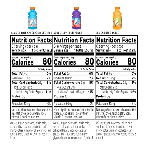 Image of Gatorade Thirst Quencher, Mashups Variety Pack, Cool Blue-Fruit Punch, Lemon-Lime-Orange, Glacier Freeze-Glacier Cherry, 12 Fl Oz (Pack of 18)
