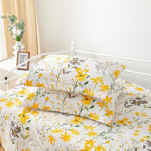 Image of Hailea Twin Daybed Cover Floral Daybed Bedding 3 Piece Reversible Day Bed Cover Double Sided Quilting Bedding Flower Cover Set All Season for Twin Bed with 2 Standard Shams,39 inchx75 inch