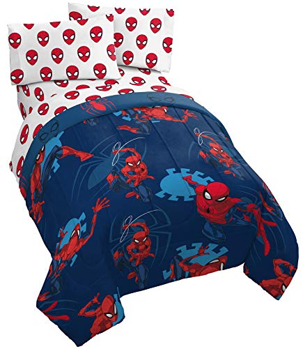 Jay Franco Marvel Spiderman Spidey Daze 4 Piece Twin Bed Set - Includes Reversible Comforter & Sheet Set Bedding - Super Soft Fade Resistant Microfiber (Official Marvel Product)