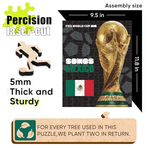 Image of FIFA Mexico Poster Wooden Puzzle for Adult, 200 Pieces Irregular Shape Puzzle, 5MM Thick,Creative Collectible Gift for Fans, Officially Licensed Product, 9.3 x 12