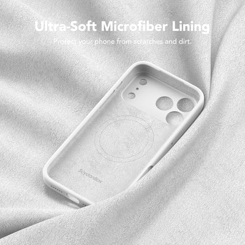 Image of Magnetic for iPhone 17 Pro Max Case, Compatible with MagSafe, [Full Camera Protection][Screen Protector] Silicone Shockproof Protective Phone Case for iPhone 17 Pro Max 6.9 inch, White