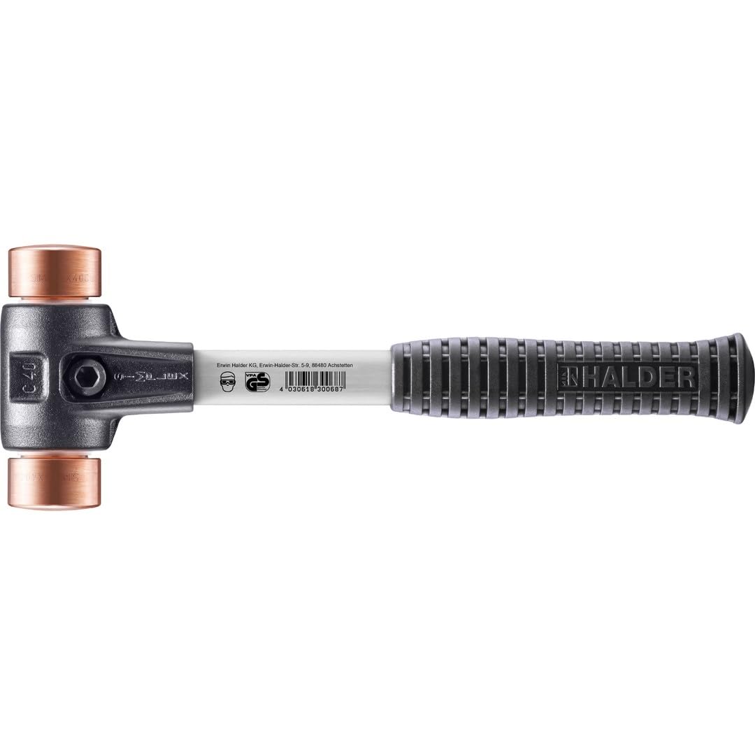 Simplex 3704.040 - Martillo (cobre, carcasa de hierro maleable reforzado y mango de fibra de vidrio, diámetro de 40 mm)