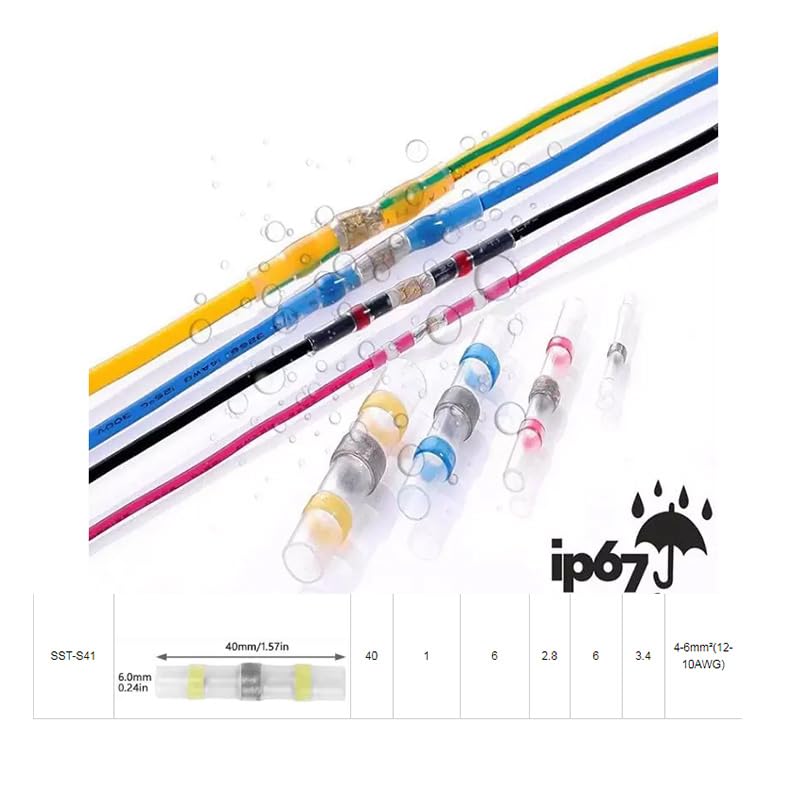 50 100PCS 200PCS 22-18 AWG SST Series Waterproof Heat Shrink Solder Sleeve Seal Butt Terminal Connector - (Color: Red, Pins: 200pcs)