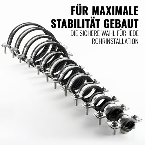 Poppstar 2 Edelstahl Rohrschellen W4 (Spannbereich 57-61 mm, 2) mit Stockschrauben M8*82 und Dübeln
