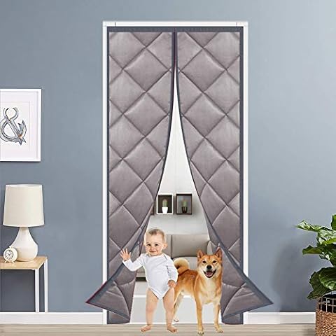 Blackout Door Curtain 90x250cm, Magnetic adsorption Foldable, Waterproof Fireproof, Advanced magnet curtain for Patio, Kitchen, Bedroom - Gray Cover