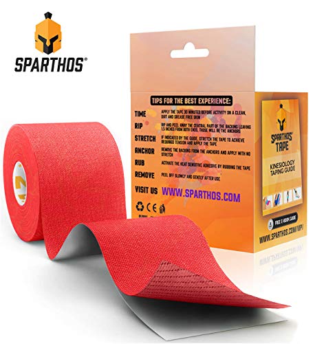 Sparthos Kinesiology Tape - Incredible Support For Athletic Sports And Recovery - Free Kinesio Taping Guide! - Pregnancy Lifting Sensitive Fit Prewrap Dresses - Uncut (Crimson Red) #TOP1