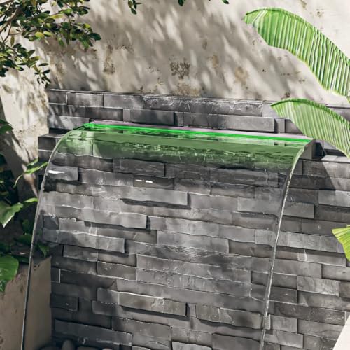 Cascada para estanque en acero inoxidable 304 de 108 cm con luces LED de diseño minimalista 5