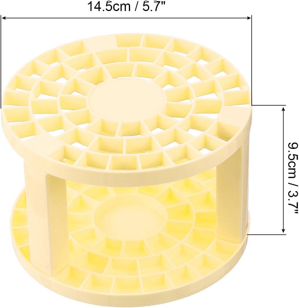 PATIKIL 1pcs Paint Brush Holder, Paint Brush Storage Organizer 49 Holes Plastic Paint Storage Desk Stand Round for Artist Desk Makeup Pencil, Yellow