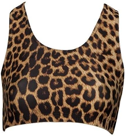 Katz Dancewear Girls ladies Leopard Or Tiger Animal Print Racer Back Dance Crop Top KCTP-5 (Leopard Print, Age 5-6 Years Katz 0)