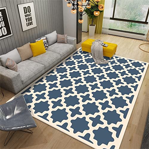Tapis géométrique simple et moderne bleu au design épuré - 2