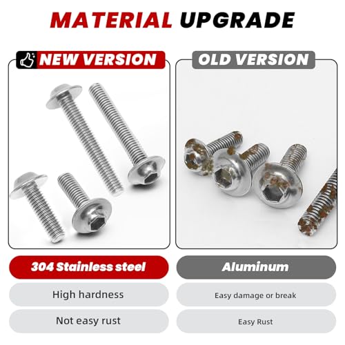 Image of 177Pcs Motorcycle Fairing Bolt Kit Silver, M5 M6 Windscreen Screws