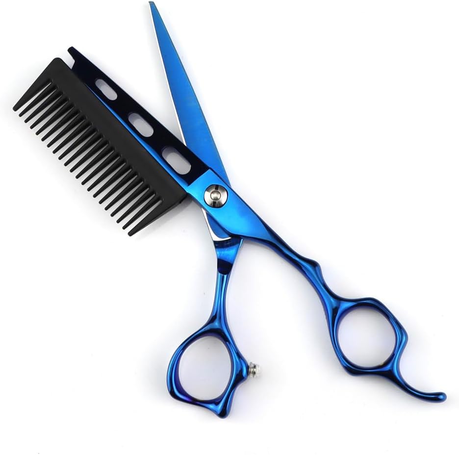 Hair Cutting Scissors 6 Inch Professional JP440c Steel Blue 2 In 1 With Comb Haircut Barber Shears Hairdresser