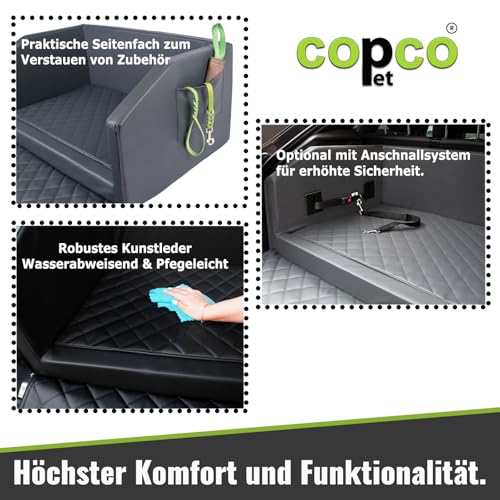 CopcoPet Hundebox Auto Kofferraumschutz Hund mit ladekantenschutz Kofferraum【Mit Tasche】 Kofferraum schutzmatte herausnehmbar - Hunde Autositz Wasserabweisend, hundetransportbox 70x55x38cm Grau