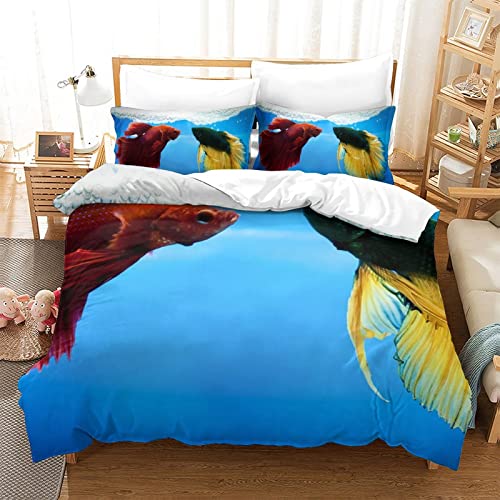Housse de couette imprimee 3D parure de lit simple microfibre 135x200 cm - 2