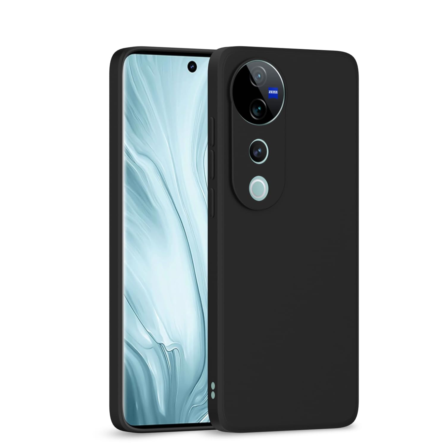 Amazon Basics Back Cover for Vivo V40 5G / V40 Pro 5G / T3 Ultra 5G | Shockproof | Soft Matte Liquid Silicone | Camera Protection Bumper Case (Black)