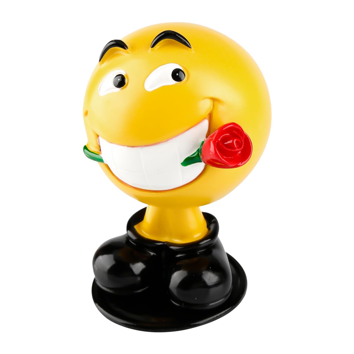 Lotsdonxia Yellow Emoji Bobblehead Figurine, Funny Face Car Dashboard Decor – Plastic Nodding Head Ornaments For Home & Office