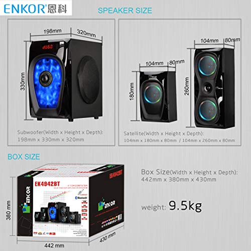 Image of 4.1 Channel Home Theater Speaker System Bluetooth Satellite PC Gaming Speakers Group Set 50W Surround Sound DIY Subwoofer SD /FM /USB /HDMI Amplifier 18W 3D Stereo Karaoke Kit TV Speakers EK4942