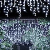 YEGUO 400 LED Icicle Lights Outdoor Waterproof, 33ft 80 Drops Icicle Christmas Lights Connectable, 8 Modes White Icicle Xmas Lights with Memory for Indoor Wedding Party Fireplace Home Curtain Decor