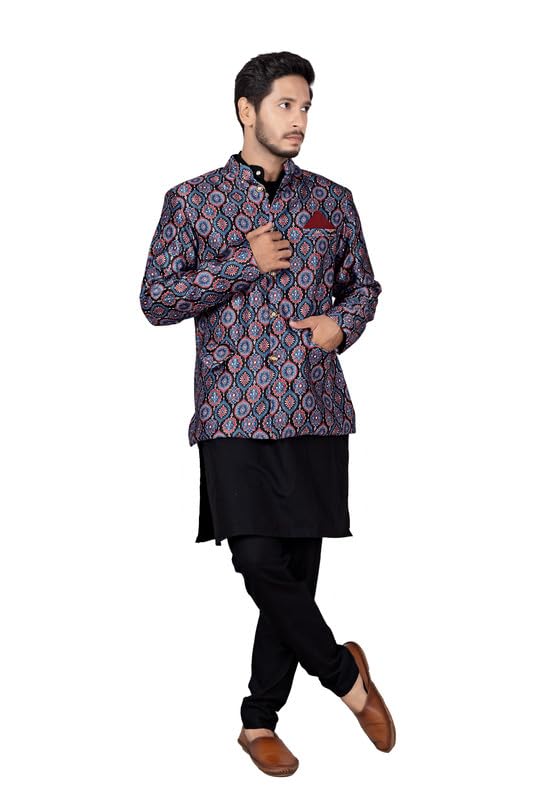 Men’s Jacquard Ethnic Wear Kurta Pajama With Waistcoat Set