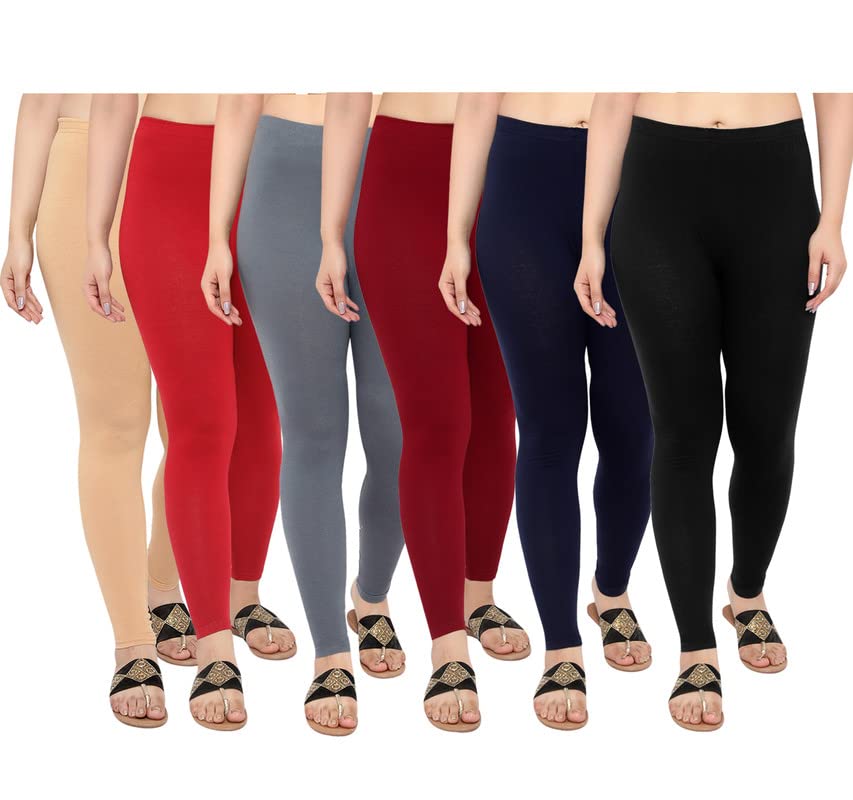 Image of NGT Cotton Lycra Ankle Length Leggings for Women Combo (Set of 6)