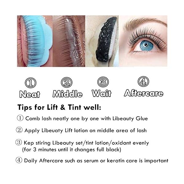 Libeauty Eyelash Lift and Color Kit Brow Lamination with Black Lash Perm Quick Lifting & Voluminous Coloring with Complete Tools DIY Use at Home & Salon Supplies