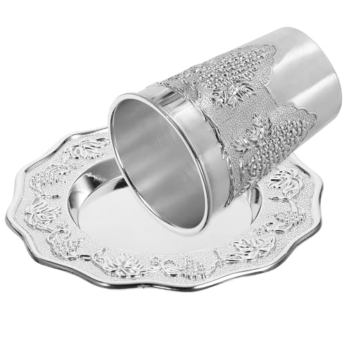Coupe de Kiddouch argentée avec soucoupe pour chabbat et fêtes juives - 2