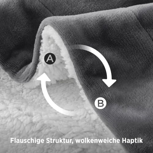 BEDSURE Sherpa Kuscheldecke Flauschig 150x200 - Sofadecke, Grau