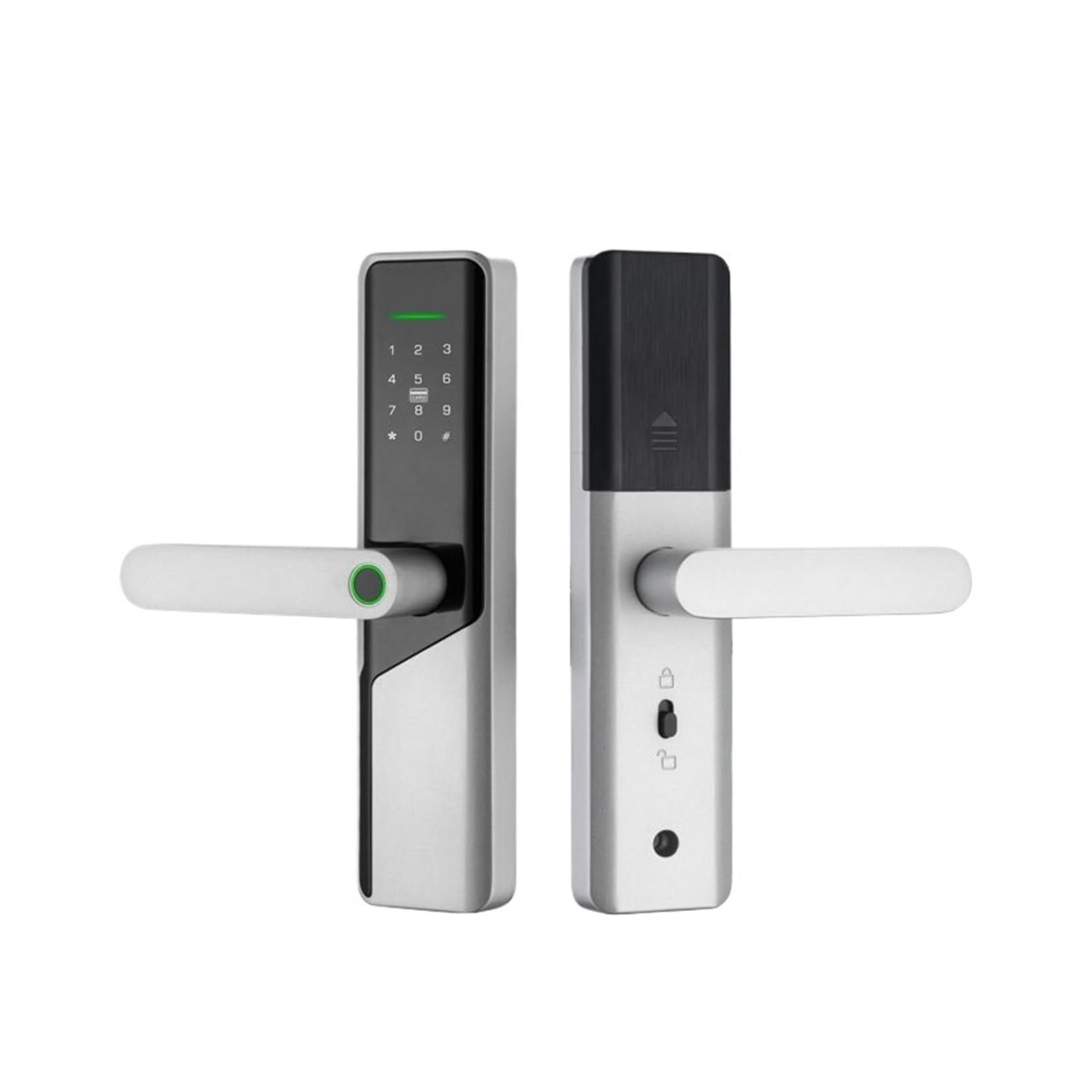 DIGNIFE Smart Door Lock, Fully Automatic Smart Fingerprint Lock Card Password Electronic Lock for Wooden Door(Silver)