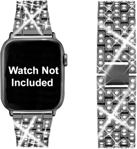 Image of Zitel Compatible with Apple Watch Band for Women Girls, Bling Rhinestone Metal Bands 40mm 41mm 42mm(Series 11 /10) 44mm 45mm 46mm Series 11 /10 /9 /8 /7 /6 /5 /4 /SE3 /SE2 /SE