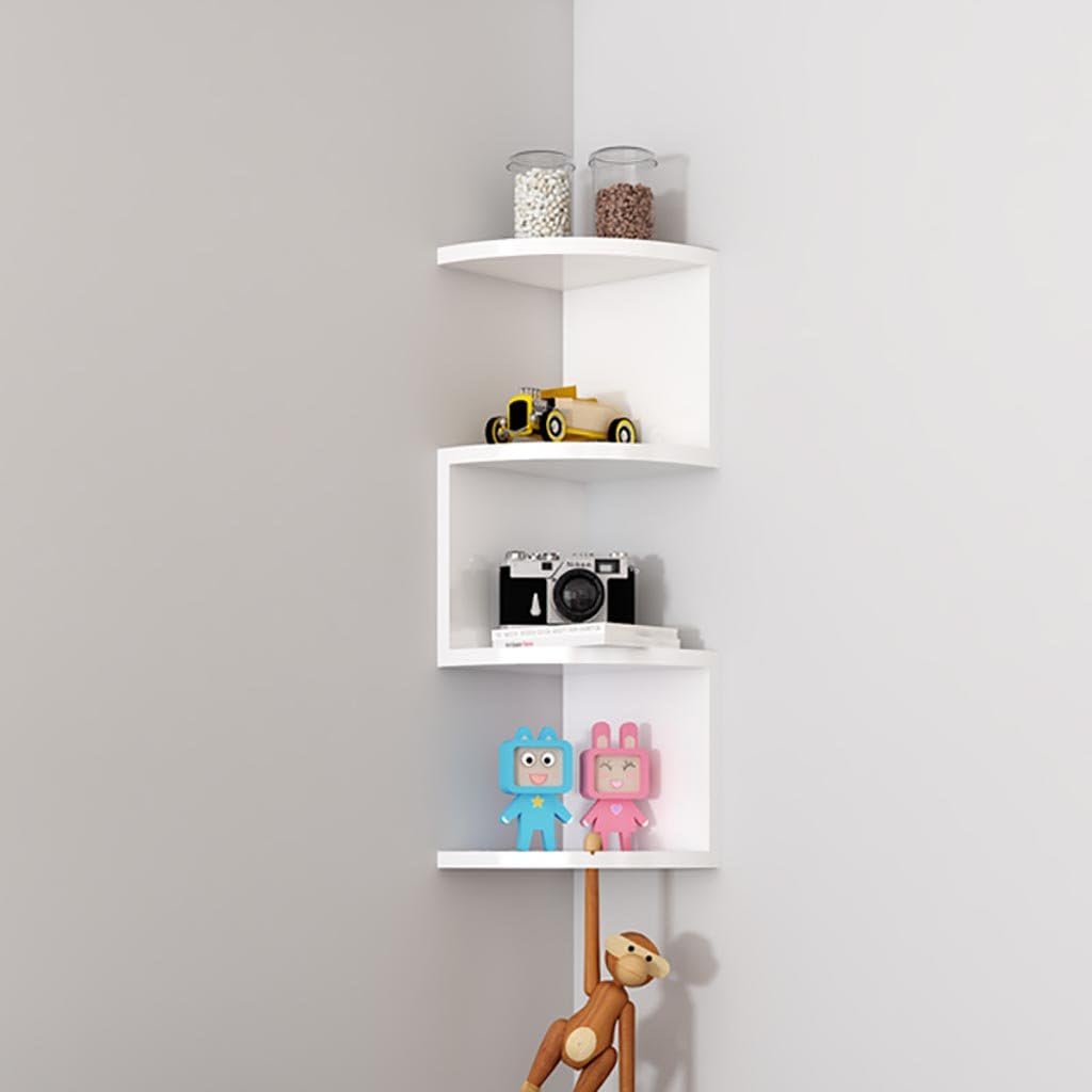 FGbgj Wall Mount Storage Shelf Wall Shelf Four-tier fan-shaped shelf Corner Storage rack Wooden Sofa Background Wall Kitchen Bedroom Corner Shelf 66 * 20CM Wall Decorative (Color : A)