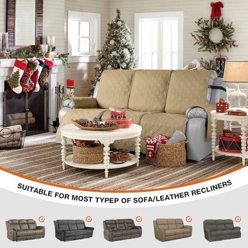 Image of VANSOFY Waterproof Recliner Couch Covers Washable, Sand,3 Seater | 1-Piece, Non-Slip with Elastic Straps, Sofa Cover with Pocket for Dogs, Pets