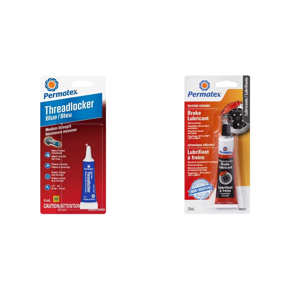 Blue Medium Strength Threadlocker + Permatex 24127 Silicone Ceramic Brake Lubricant Amazon.ca