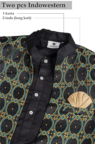 Image of XEPON Men's Jacquard Ethnic Wear Kurta Pajama With Stylish Long Jacket Set