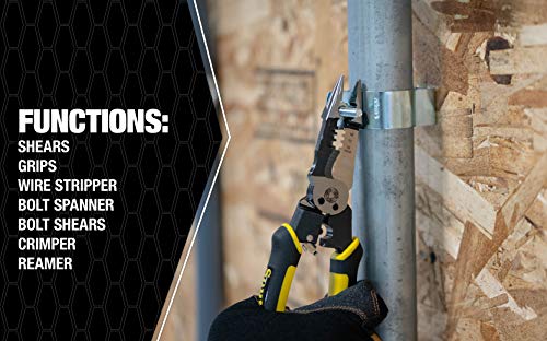 Southwire S7N1Hd 7-In-1 Multi-Tool Plier: Shears 6-32 & 8-32 Bolts, Grips, Strips 10-14 Awg Sol & 12-16 Awg Str, Bolt Spanner, Bolt Shears, Crimper, Reamer; Heavy Duty Forged Steel #TOP4