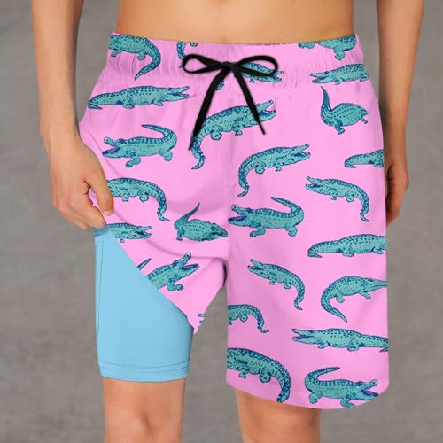 Image of Cozople Boys Swim Trunks Compression Liner Swim Shorts Quick Dry Bathing Suit with Boxer Brief Swimwear 2-20T