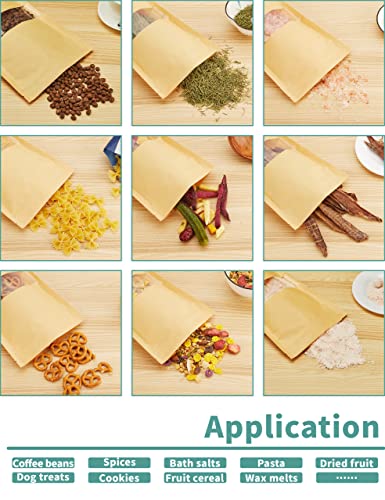 FireKylin-100-Pcs-Kraft-Paper-Bags-with-Window-35-x-55-Stand-Up-Pouches-Bags-Zip-Lock-Food-Storage-Bags-for-Packaging-Products-Reusable-Sealable