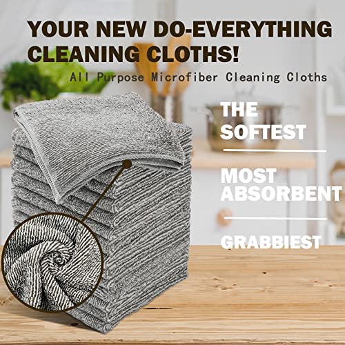 Belhope Microfiber Cleaning Cloth, All-Purpose Kitchen Dish Cloths, Multi-Surface Streak Free Cleaning Rags, 12 X 12 Inches, 12-Pack, Grey #TOP1