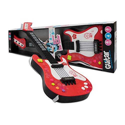 aPerfectLife Kids Electric Guitar Toys with Vibrant Sounds No String Musical Instruments Educational Toy for Beginner Boys Girls Toddlers (Red)
