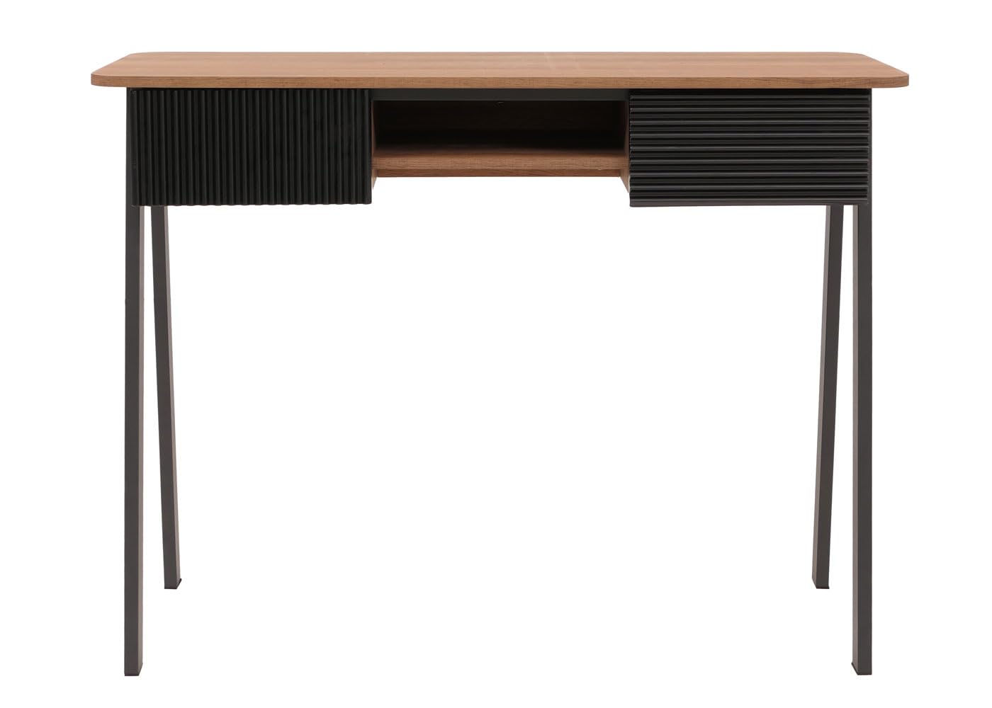 Stolik konsolowy HWC-O40, stolik pod telefon, stolik pomocniczy, półka MDV, melamina, metal, 88 x 110 x 40 cm, kolor naturalny