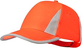 BLUECHOLON Boné desportivo de 5 painéis, poliéster, alta visibilidade, ajustável, amarelo fluorescente, laranja fluorescente