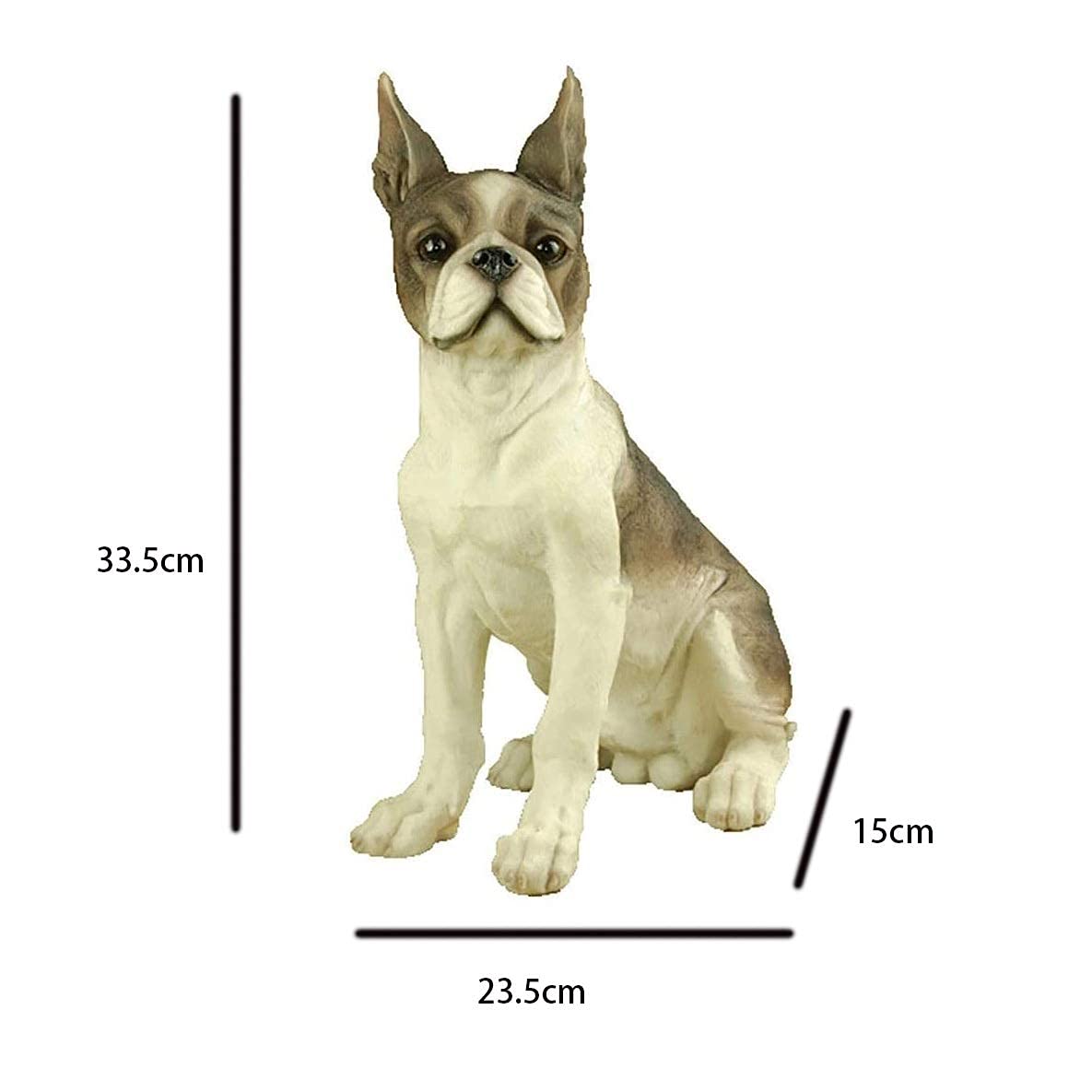 Ozdoby ogrodowe na zewnątrz Ozdoby ogrodowe do domu Symulacja Posąg psa Rzeźba zwierząt Ozdoba ogrodowa Żywica Siedzący Boston Terrier Pies Wróżka ozdoby ogrodowe