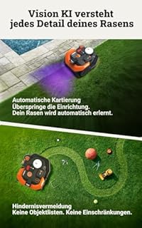 WORX Landroid Vision Cloud WR308E 2WD Mähroboter ohne Begrenzungskabel für 800 m² (KI-Hinderniserkennung, VSLAM+ RTK Cloud Navigation, Auto-Mapping, App-Steuerung, Cut-to-Zero)