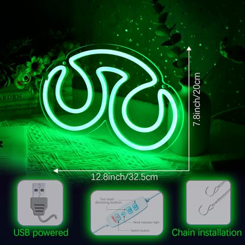 Image of Gaming Scholar Neon Sign for Wall Decor, 12.8 inch x 7.8 inch, Line Length 75 inch, Dimmable, USB Powered, Green Neon Light for Bedroom, Game Room, Birthday Decorations