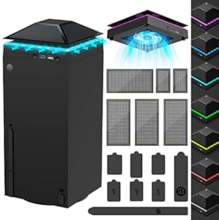 Cooling Fan for Xbox Series X with Dust Cover, Low Noise 3 Levels Adjustable Speed Cooler Fan System, Extra 2 USB Port, RGB LED Light for Xbox Series X Accessories Cooling