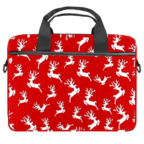 Sac ordinateur portable 13 à 14.5 pouces cerf de Noël rose et rouge sacoche étanche à bandoulière