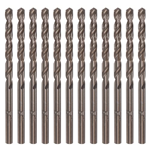 sourcing map 12pcs Cobalt Drill Bits,3.5mm M35 High Speed Steel Metric Twist Drill Bit Straight Shank Jobber Drill Bits for Hard Metal, Stainless Steel, Copper, Aluminum, Cast Iron, Plastic